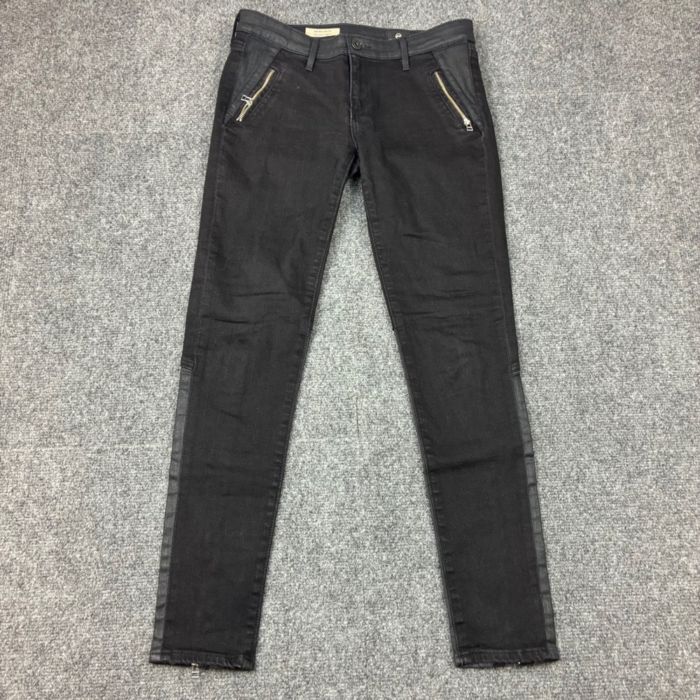 AG Adriano Goldschmied Womens Size 30 The Willow Zip Skinny Legging Jeans Black